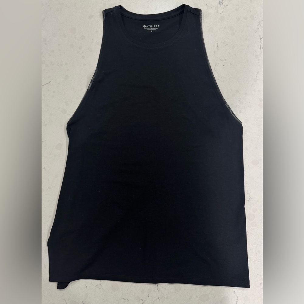 NWT Athleta Essence Mesh Detail tank in black, size small